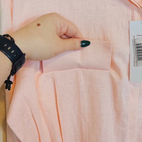 Palm Collective Mila Shirt Dress Linen Light Pink Size X-Small - Picture 9 of 15